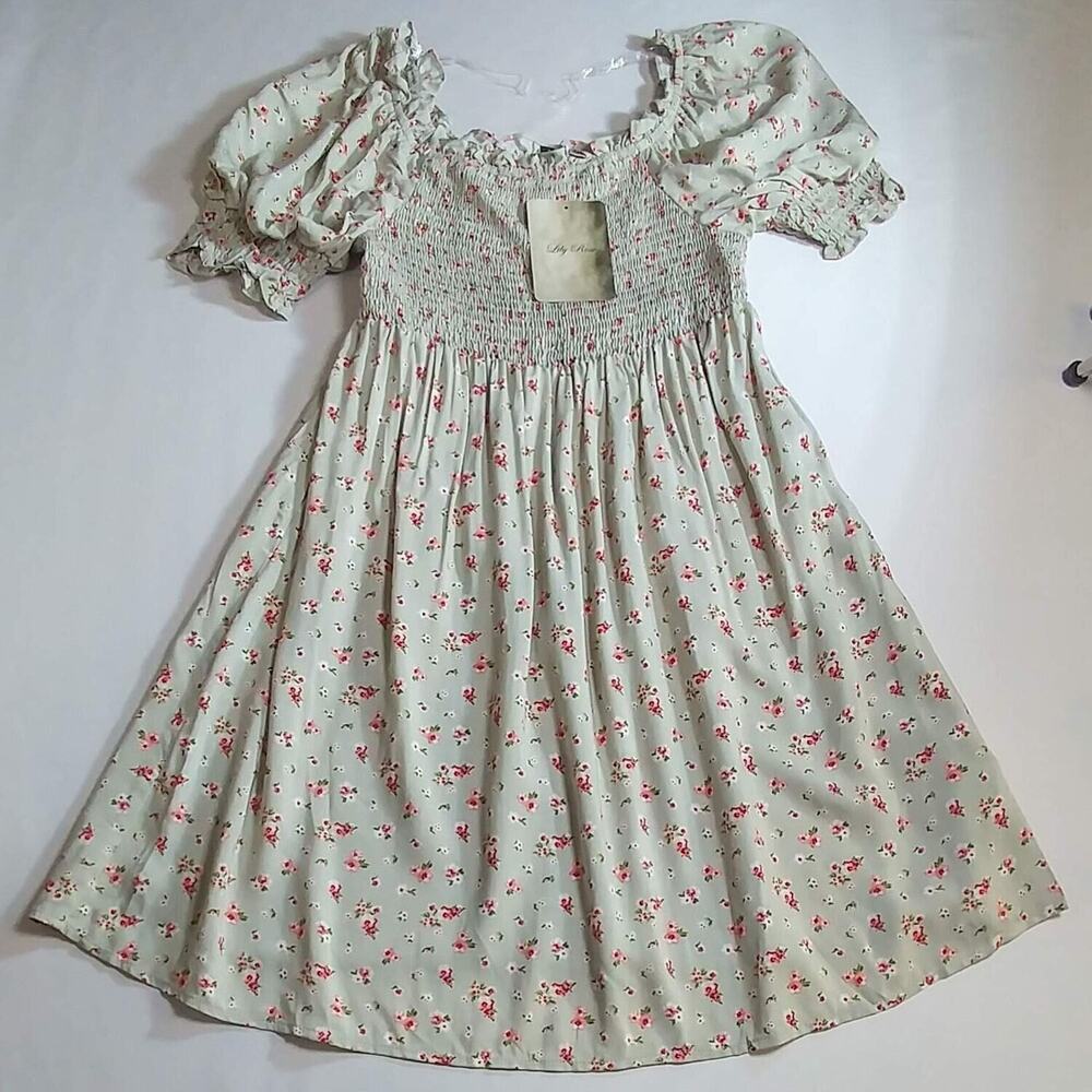 Lily Rose Women's Dress Floral Ruffle Sleeves Lined Size Small